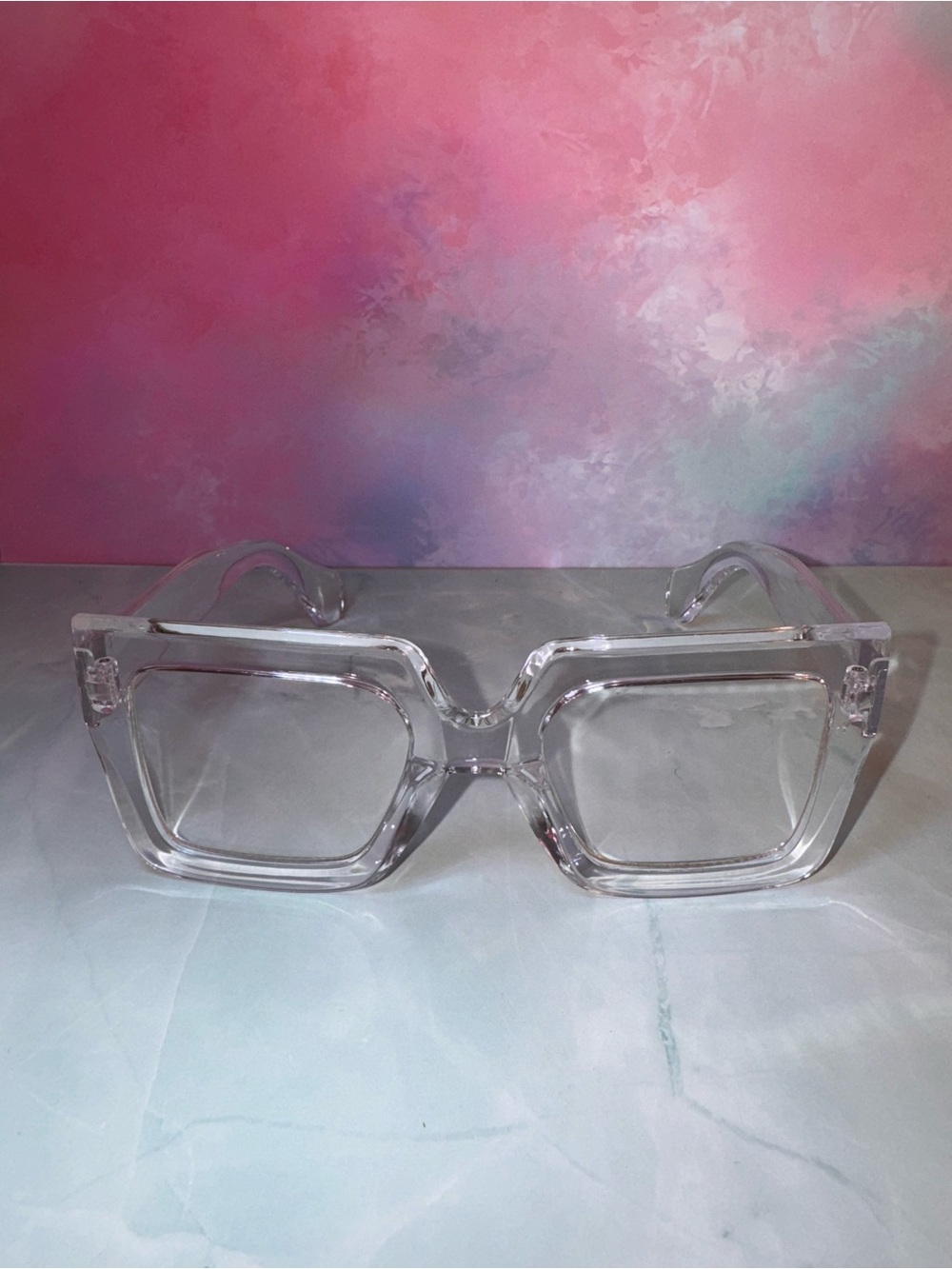 Clear Oversized Square Glasses - Transparent